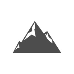 Mountain icon. Mountains black silhouette. Vector isolated on white.
