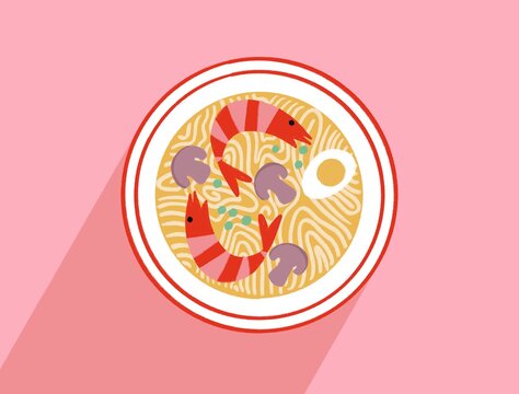 Japanese food. Ramen noodle soup illustration