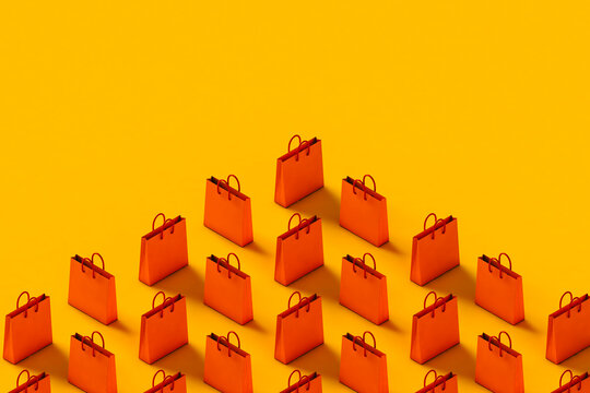 Orange shopping bag with copy space