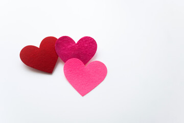 Hearts on white background