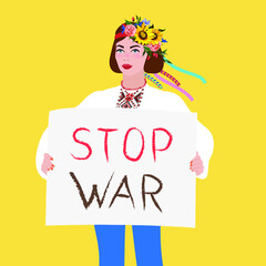 No War in Ukraine, Stop War Illustration