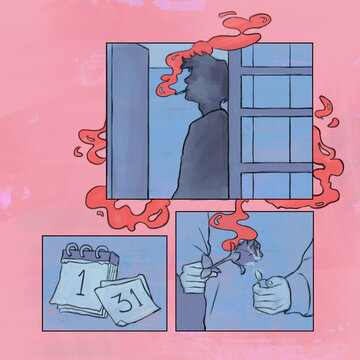 Smoking And Burning Rose Illustration