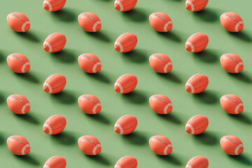 pattern of American football ball in different position