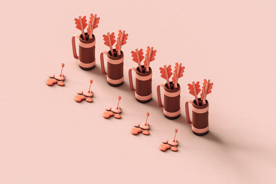 collection of quivers with cupid's arrow and hearts.