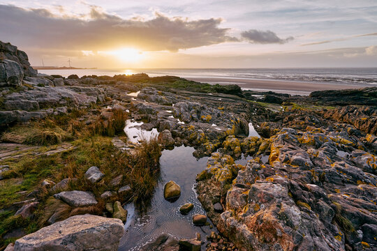 Sunset over Morecambe Bay at Heysham.