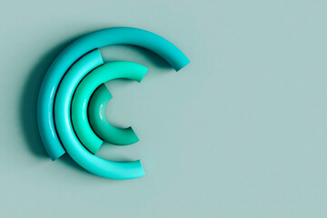 Blue financial charts with copy space. 3d render.