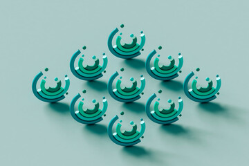 a collection of Blue financial chart. 3d render.