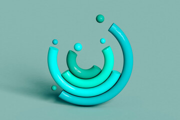 close up of Blue financial chart with sphere. 3d render