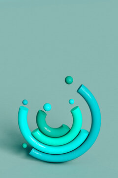 Blue financial chart with copy space. 3d render.