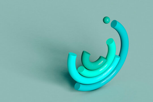 Blue financial chart with a sphere. 3d render.