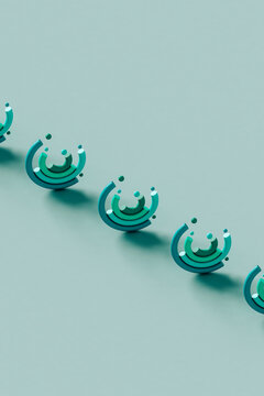 a row of Blue financial chart. 3d render illustration.