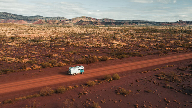 offroad campervan on australian dirt road