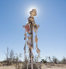 humorous sculpture using animal bones in outback Australia.
