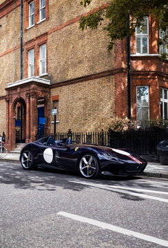 London, UK - August 2021: New Supercar Ferrari SP1 Monza.