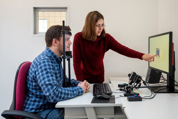 Man doing eye tracking examination