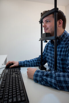 Man doing eye tracking examination
