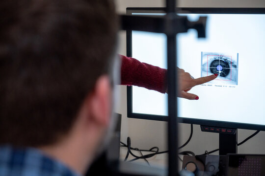 Man doing eye tracking examination
