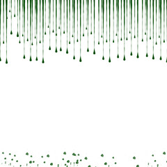 Green paint falling down from white wall background