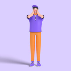3d male character scared Expression