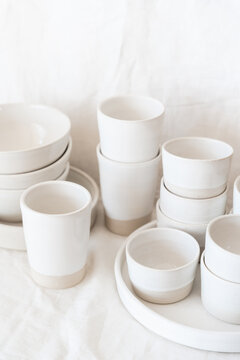 Dinnerware on a simple white background