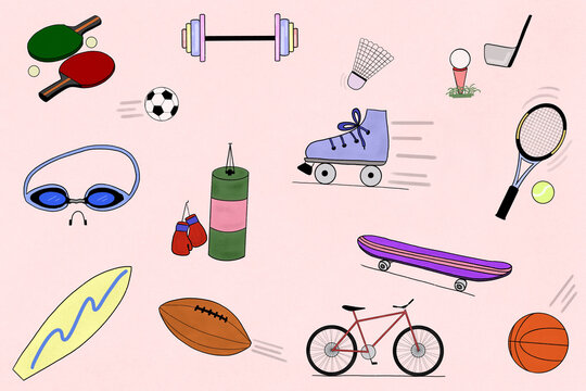 Collection of assorted sports illustration