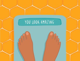 Feet on bathroom scale