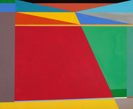 A Painted Geometric Abstraction, mostly Triangles.