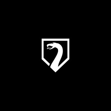 set of snake head logo with shield vector icon illustration
