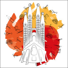 Isolated sagrada familia landmark Spain concept Vector