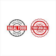 Two halal food circle stamp label template