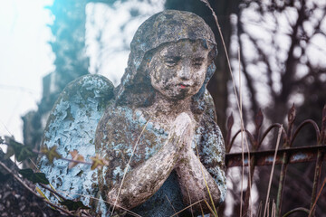 Angel child in prayer. (concept: child loss, death of a child).