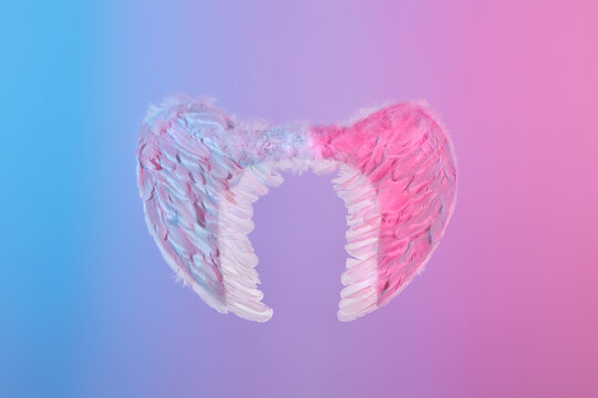 Pair of angel wings made of feathers