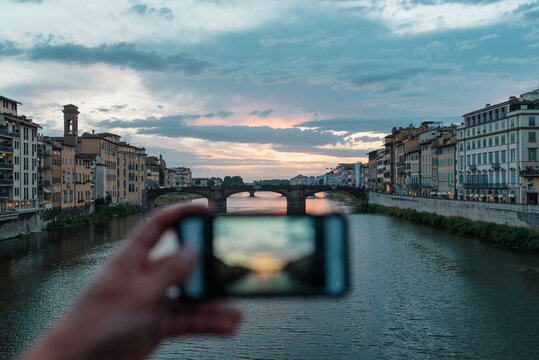 The Santa Trinita bridge in Florence, Italy