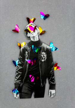 Man With Butterflies Collage