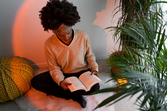 Woman reading at home