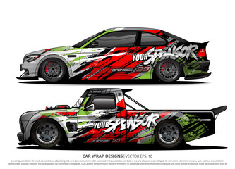 Race car wrap design vector for vehicle vinyl sticker and automotive decal livery
