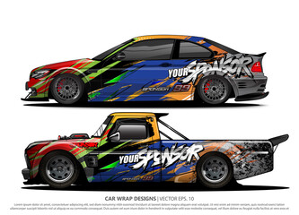 Race car wrap design vector for vehicle vinyl sticker and automotive decal livery
