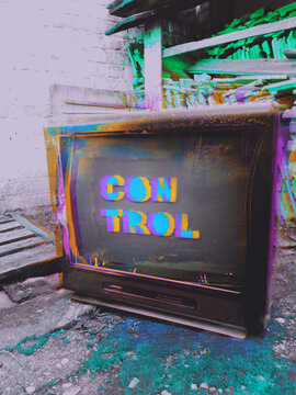 Old TV with glitched CONTROL message