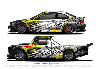 Race car wrap design vector for vehicle vinyl sticker and automotive decal livery
