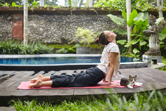 Yoga with cat
