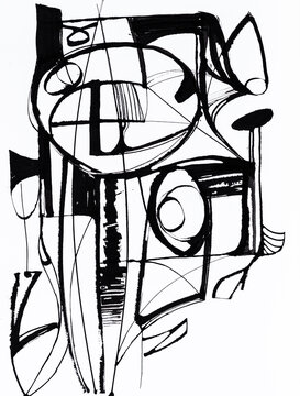 Fototapeta A Monochrome Abstract Caligraphic Design.