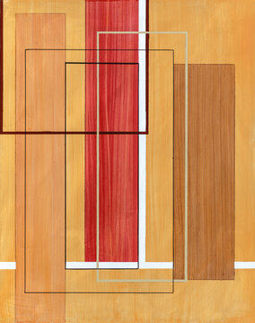 linear structures and rectangles of orange paint.
