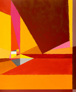 An abstract painting suggestive of a marine scene.