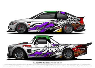 Race car wrap design vector for vehicle vinyl sticker and automotive decal livery
