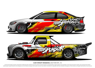 Race car wrap design vector for vehicle vinyl sticker and automotive decal livery
