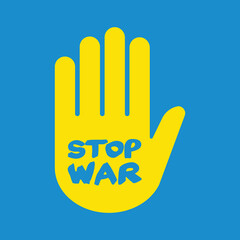 Stop war sign on hand icon.