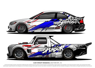 Race car wrap design vector for vehicle vinyl sticker and automotive decal livery
