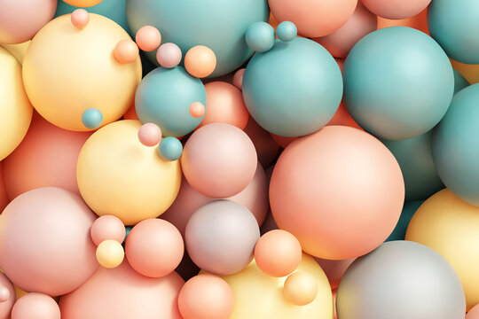 Geometric shapes: Pastel spheres abstract background
