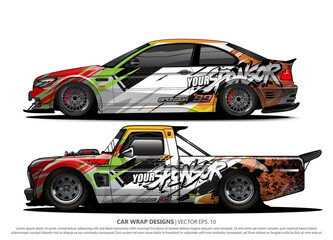 Race car wrap design vector for vehicle vinyl sticker and automotive decal livery
