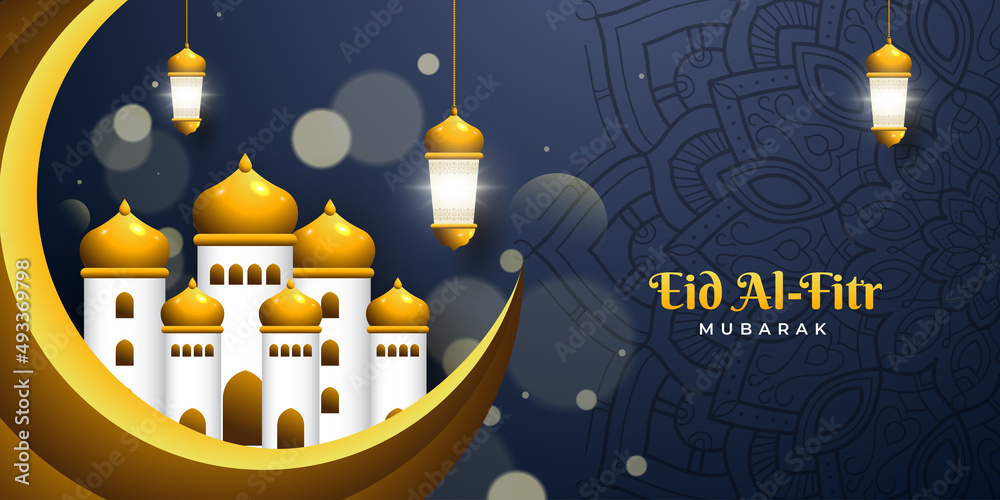 Wall mural Eid Al-Fitr Background with Islamic Element